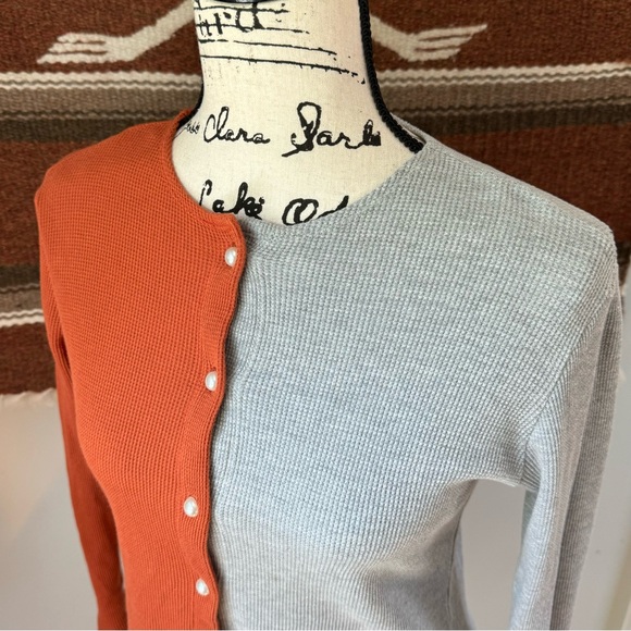 DONNI. Duo Thermal Cardigan in Rust/Heather - Picture 4 of 9